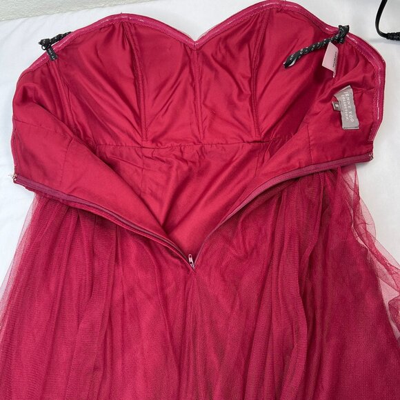 Jenny Yoo Collection Annabelle Dress Tulle Convertible Bridesmaid Red Crimson 8 - Picture 13 of 15